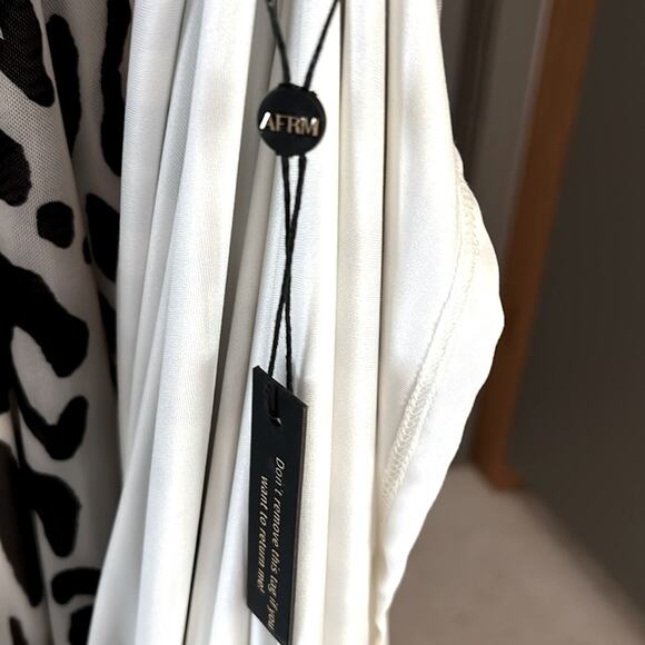 NWT $128 AFRM Anthropologie black white leopard stretchy mesh dress 3XL - Picture 10 of 11